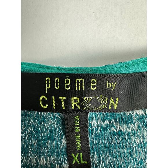 Poeme by Citron Size XL Wearable Art Tunic Top Asymmetrical Hem Blue Colorful - Picture 7 of 11